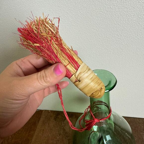 Green‎ Glass Wine Decanter Jug Vintage Italian Hand Blown Ice Chamber Terrarium - Picture 5 of 11